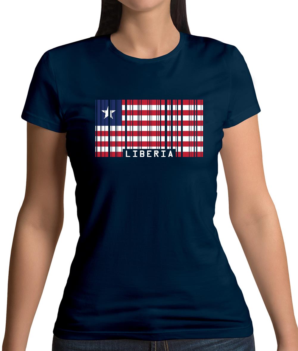 Liberia Barcode Style Flag Womens T-Shirt Liberia Barcode Style Flag Womens T-Shirt