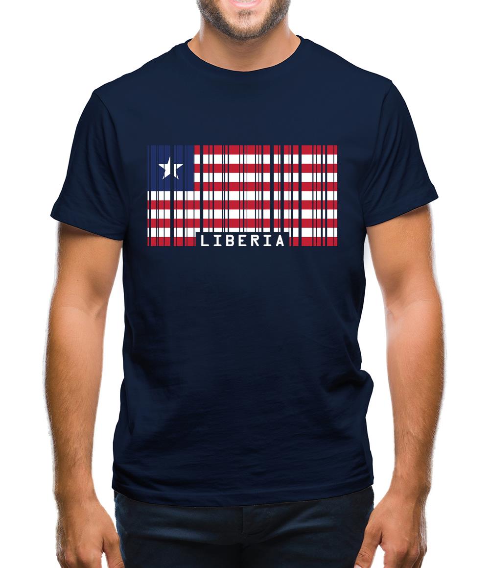 Liberia Barcode Style Flag Mens T-Shirt Liberia Barcode Style Flag Mens T-Shirt