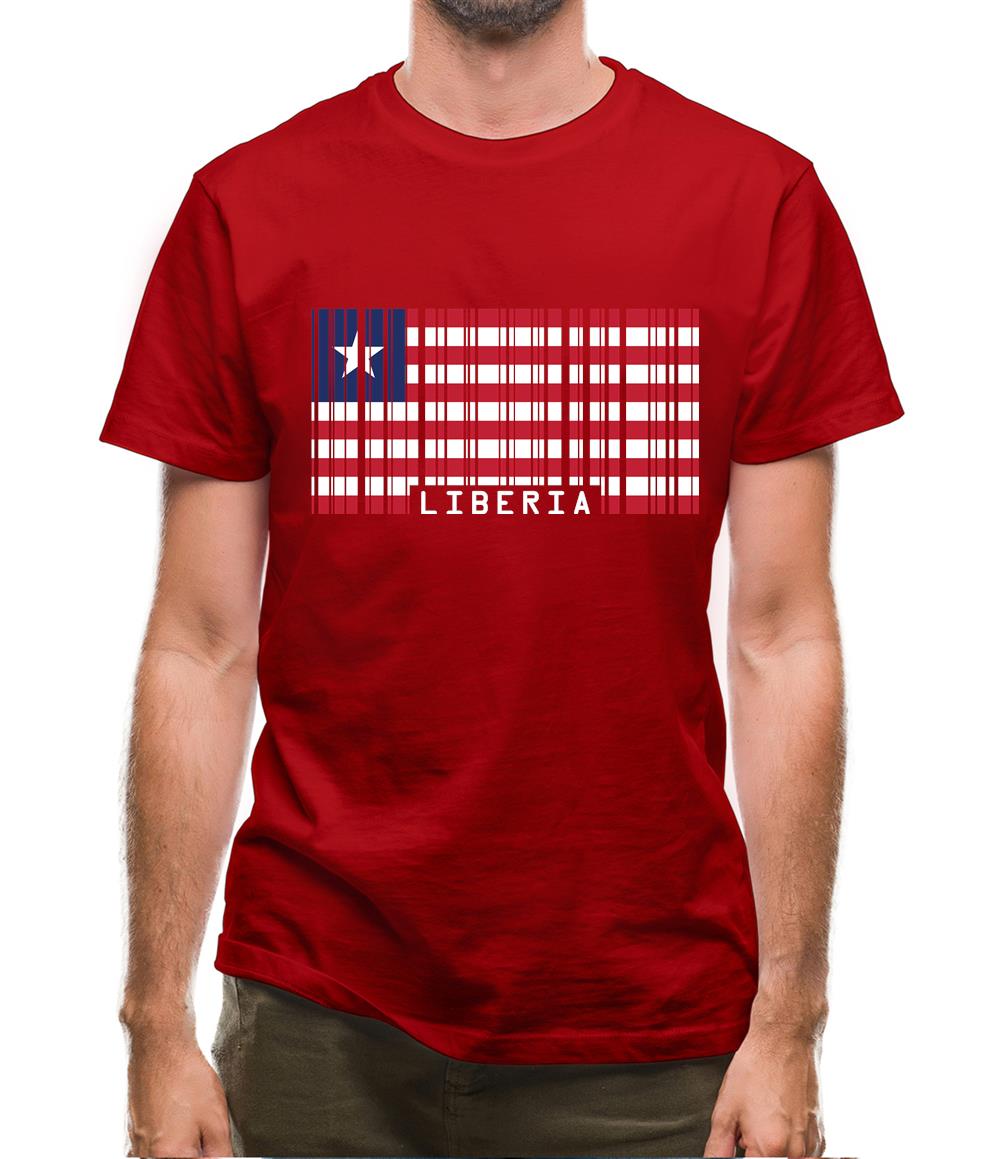 Liberia Barcode Style Flag Mens T-Shirt Liberia Barcode Style Flag Mens T-Shirt