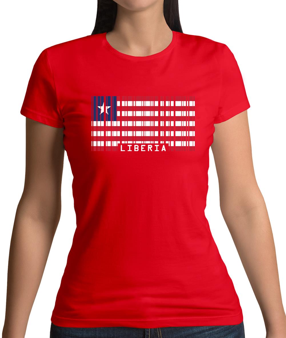 Liberia Barcode Style Flag Womens T-Shirt Liberia Barcode Style Flag Womens T-Shirt