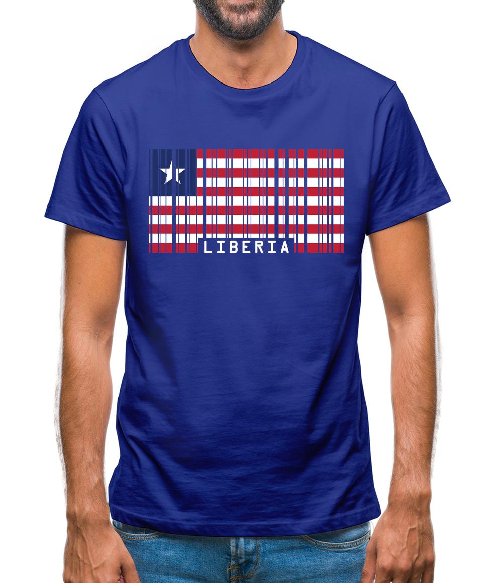 Liberia Barcode Style Flag Mens T-Shirt Liberia Barcode Style Flag Mens T-Shirt
