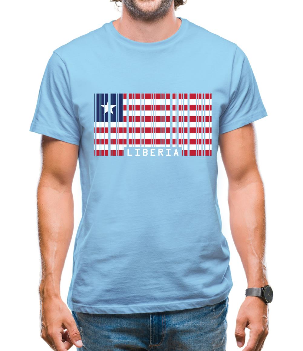 Liberia Barcode Style Flag Mens T-Shirt Liberia Barcode Style Flag Mens T-Shirt