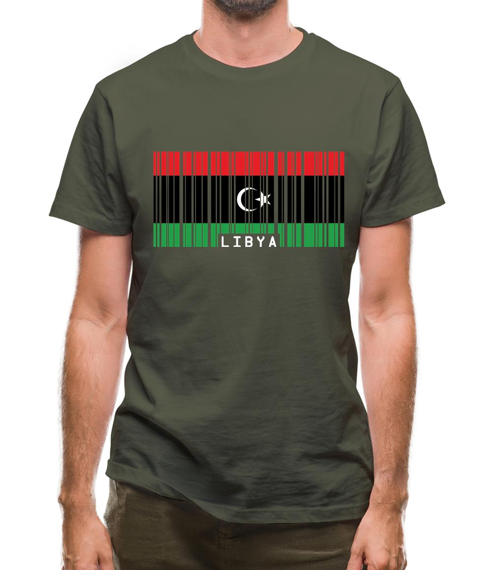 Libya Barcode Style Flag Mens T-Shirt Libya Barcode Style Flag Mens T-Shirt