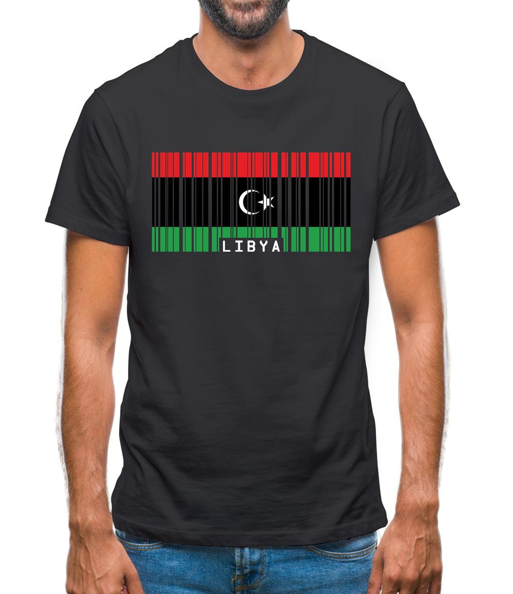 Libya Barcode Style Flag Mens T-Shirt Libya Barcode Style Flag Mens T-Shirt