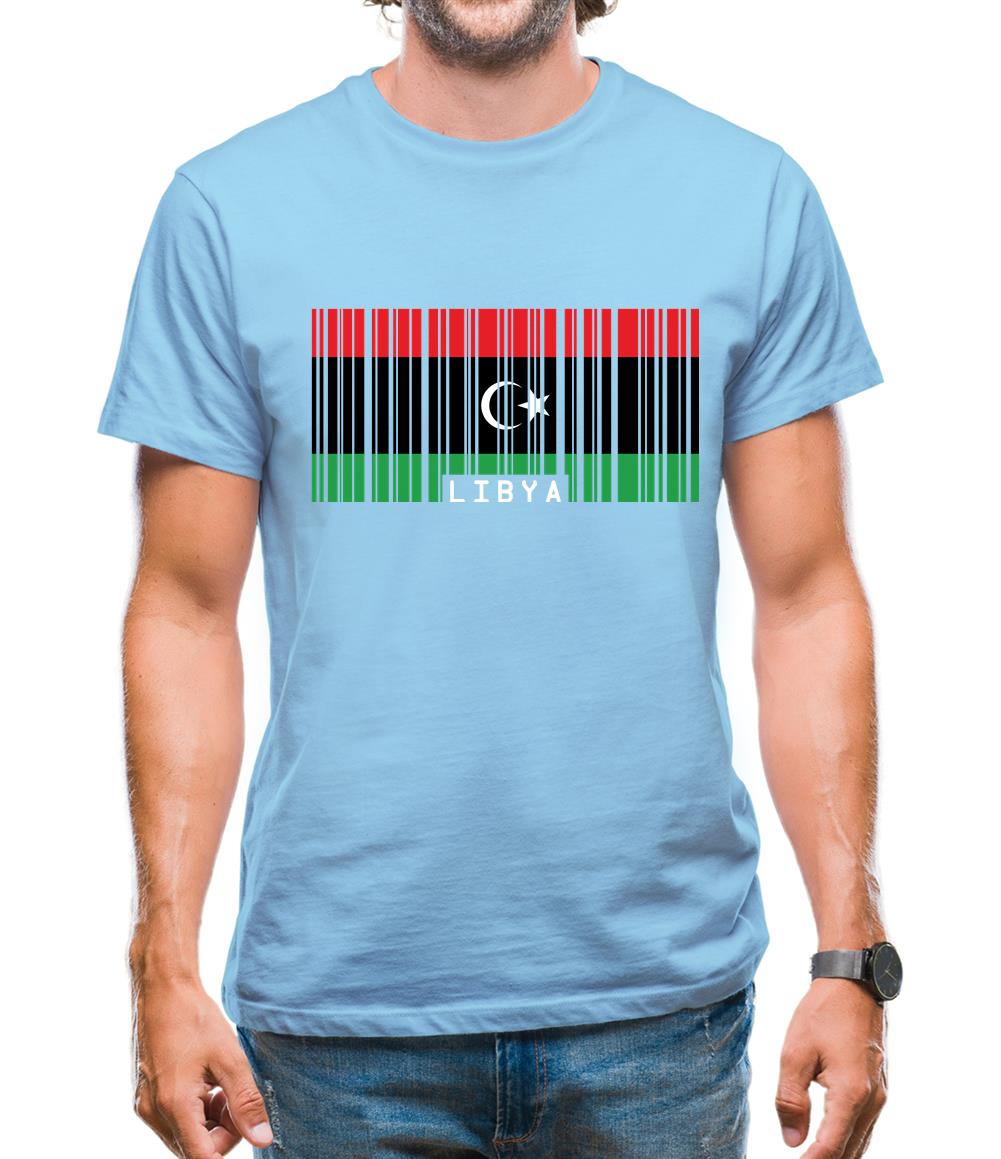 Libya Barcode Style Flag Mens T-Shirt Libya Barcode Style Flag Mens T-Shirt