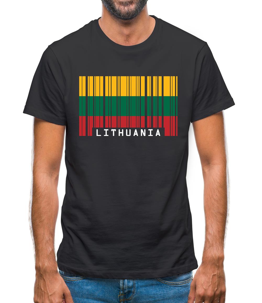 Lithuania Barcode Style Flag Mens T-Shirt Lithuania Barcode Style Flag Mens T-Shirt