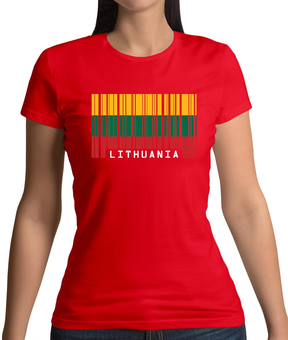 Lithuania Barcode Style Flag Womens T-Shirt Lithuania Barcode Style Flag Womens T-Shirt