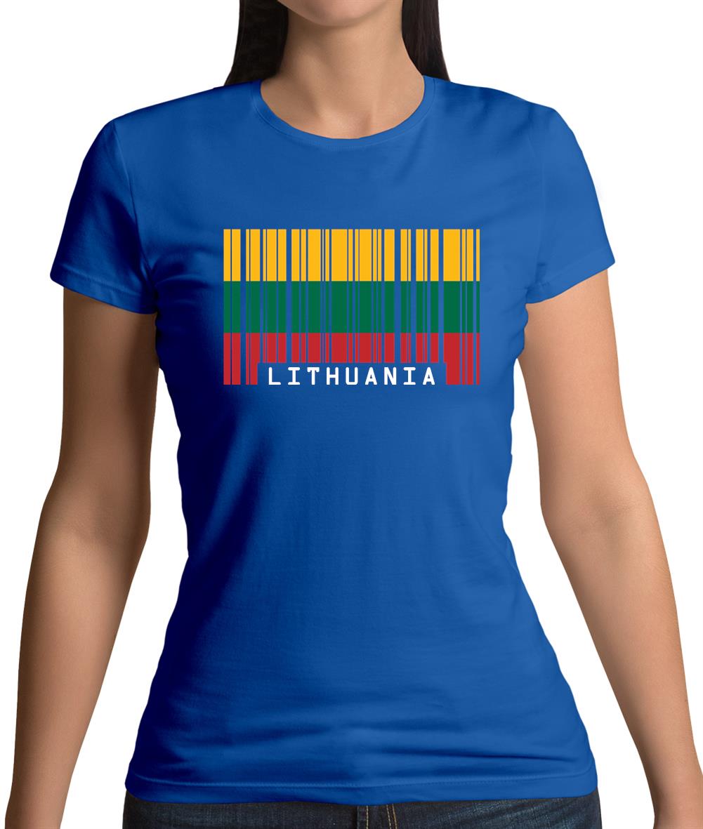 Lithuania Barcode Style Flag Womens T-Shirt Lithuania Barcode Style Flag Womens T-Shirt