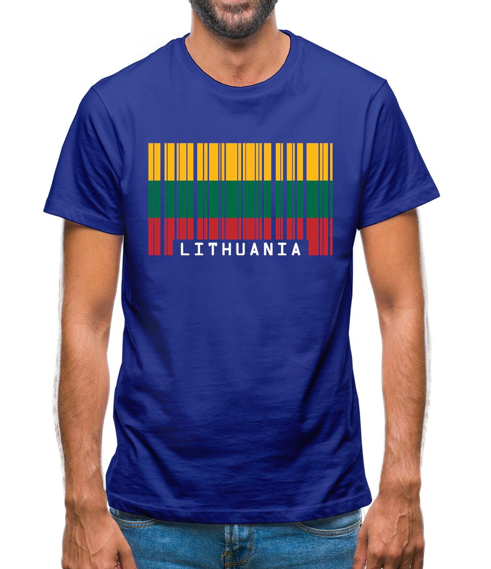 Lithuania Barcode Style Flag Mens T-Shirt Lithuania Barcode Style Flag Mens T-Shirt