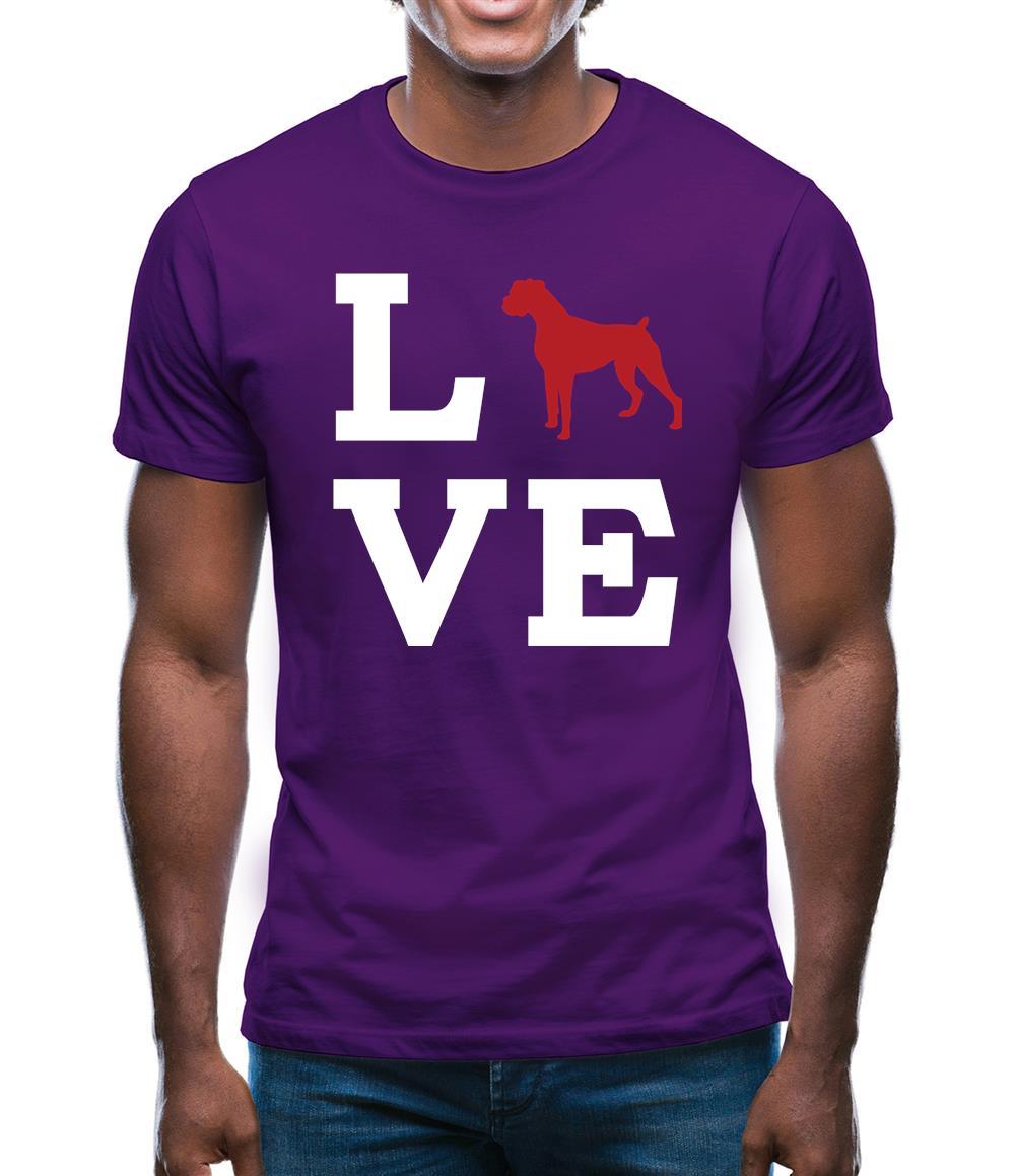 Love Boxer Dog Silhouette Mens T-Shirt Love Boxer Dog Silhouette Mens T-Shirt