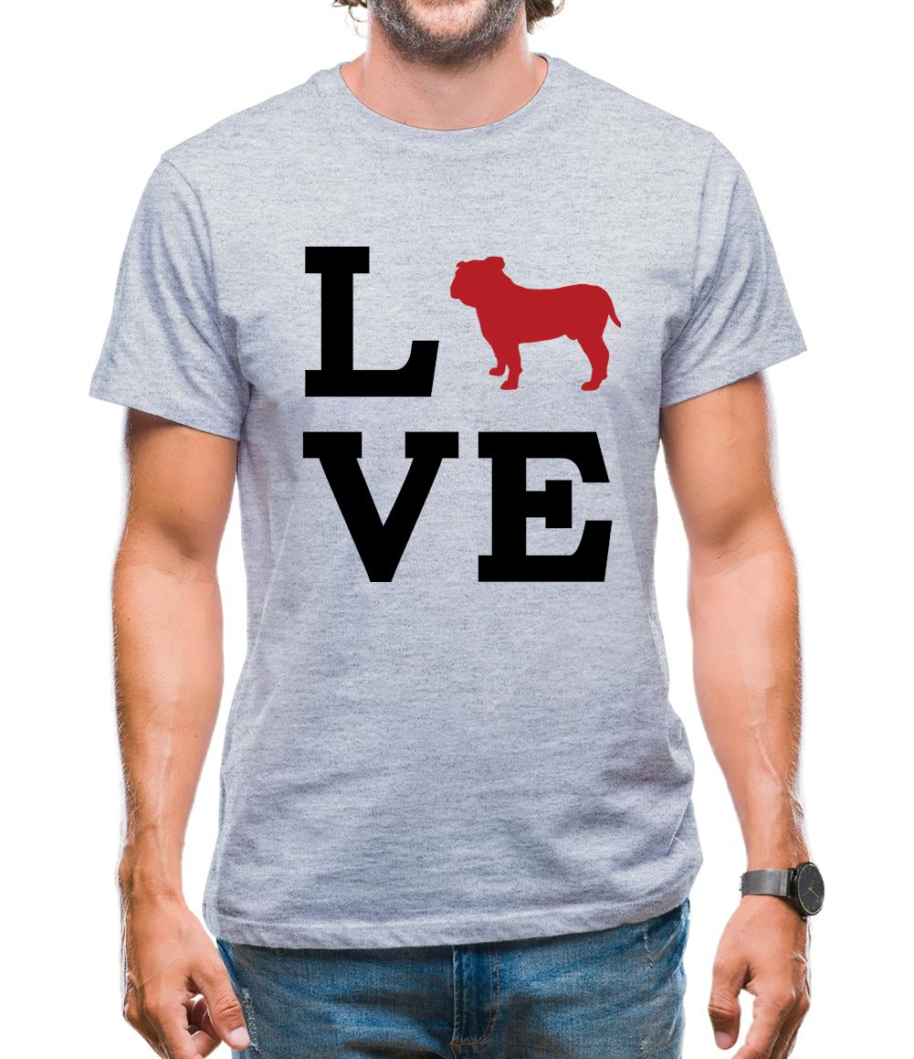 Love Bull Dog Silhouette Mens T-Shirt Love Bull Dog Silhouette Mens T-Shirt