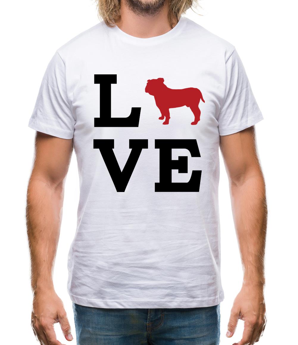 Love Bull Dog Silhouette Mens T-Shirt Love Bull Dog Silhouette Mens T-Shirt