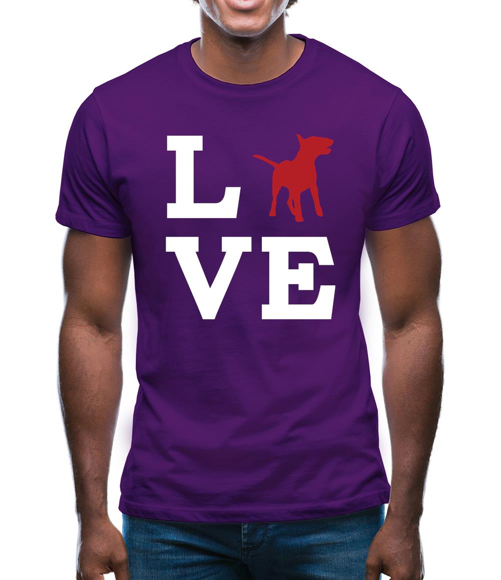 Love Bull Terrier Dog Silhouette Mens T-Shirt Love Bull Terrier Dog Silhouette Mens T-Shirt