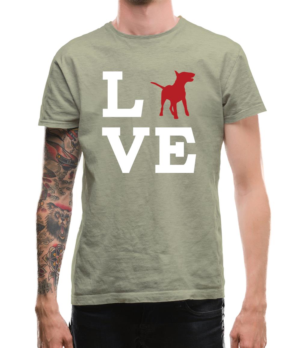 Love Bull Terrier Dog Silhouette Mens T-Shirt Love Bull Terrier Dog Silhouette Mens T-Shirt