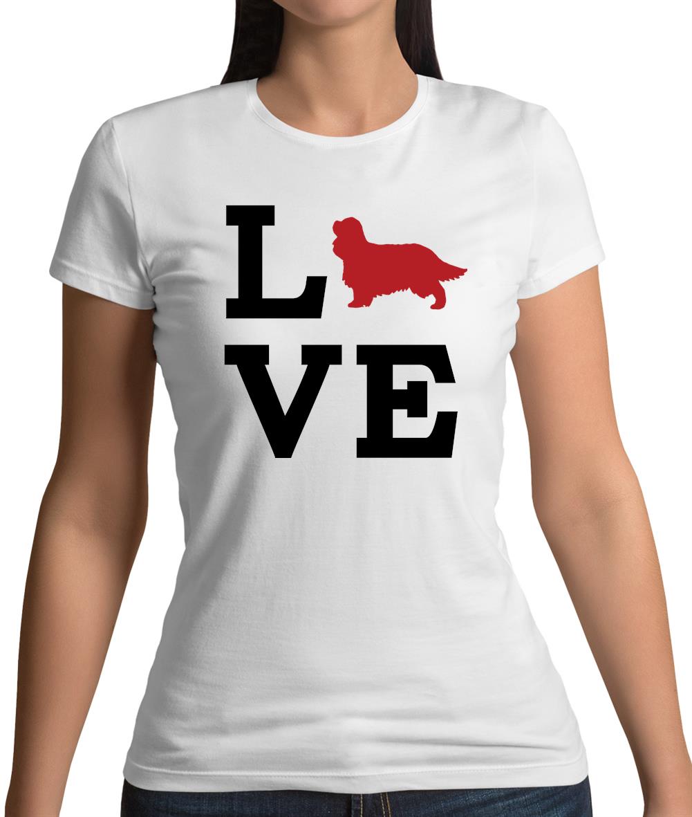 Love Cavalier Dog Silhouette Womens T-Shirt Love Cavalier Dog Silhouette Womens T-Shirt