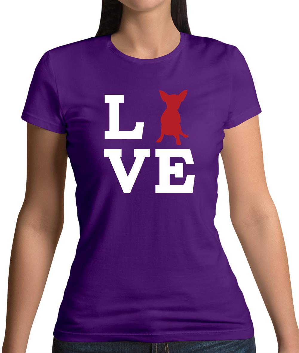 Love Chihuahua Dog Silhouette Womens T-Shirt Love Chihuahua Dog Silhouette Womens T-Shirt