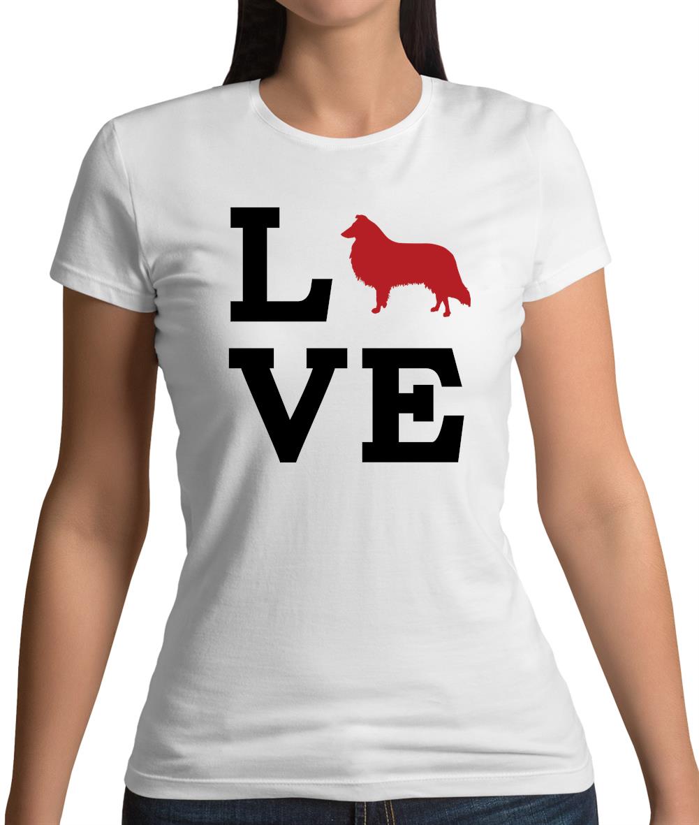 Love Collie Dog Silhouette Womens T-Shirt Love Collie Dog Silhouette Womens T-Shirt