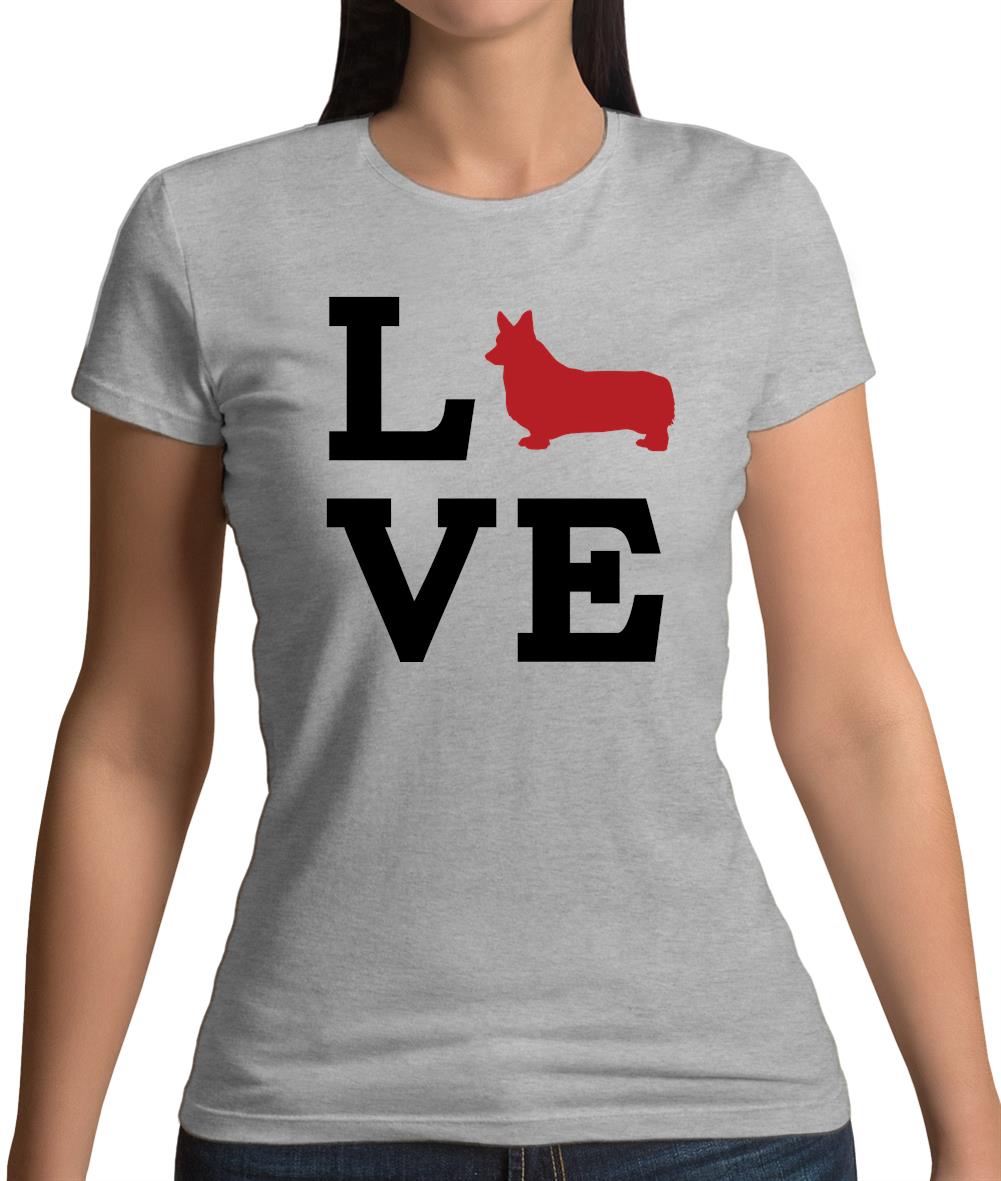Love Corgi Dog Silhouette Womens T-Shirt Love Corgi Dog Silhouette Womens T-Shirt