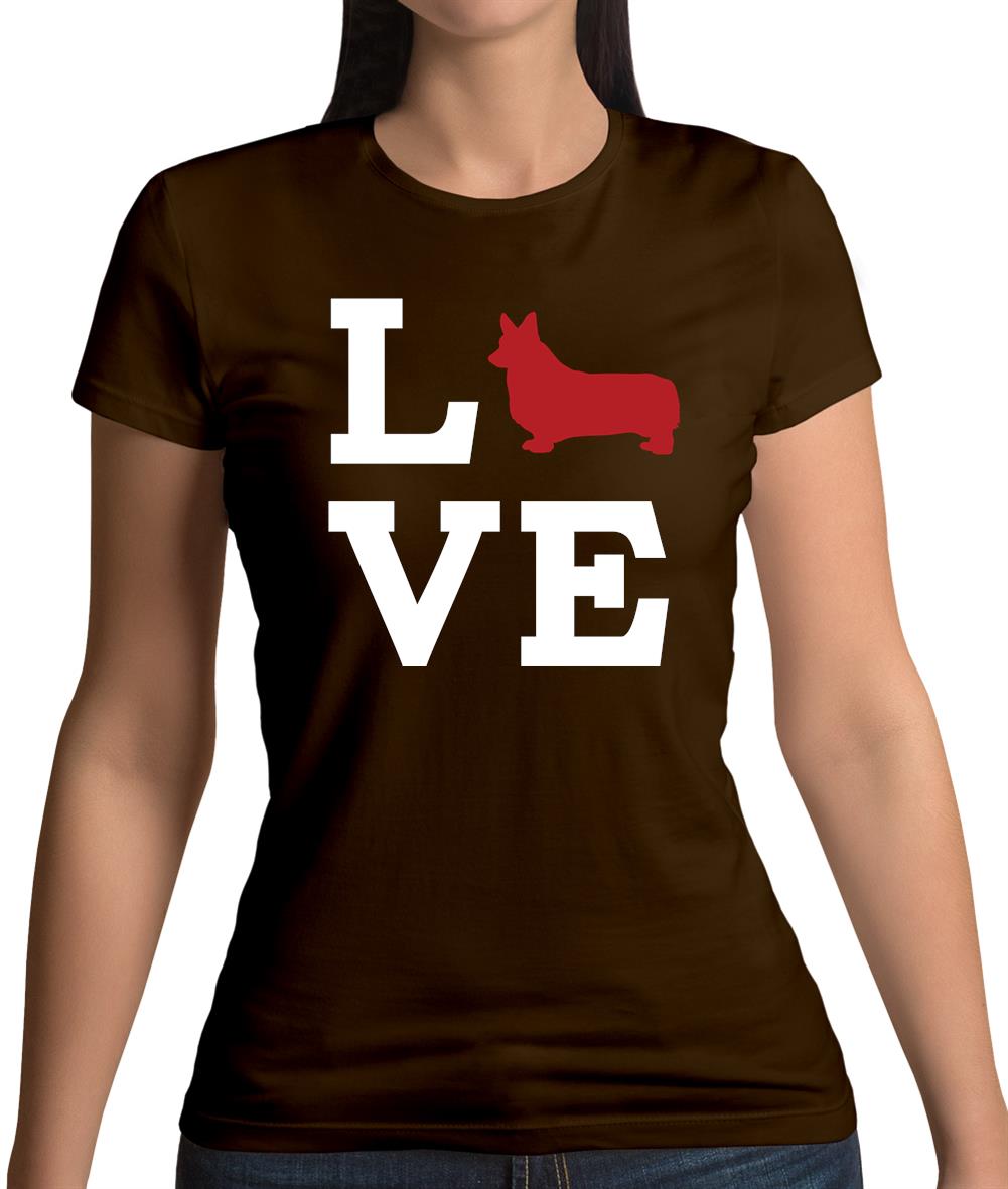 Love Corgi Dog Silhouette Womens T-Shirt Love Corgi Dog Silhouette Womens T-Shirt