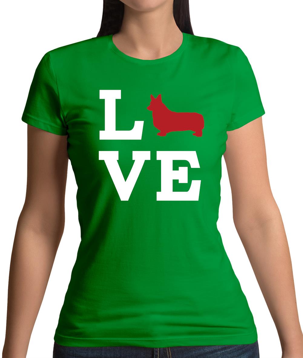 Love Corgi Dog Silhouette Womens T-Shirt Love Corgi Dog Silhouette Womens T-Shirt