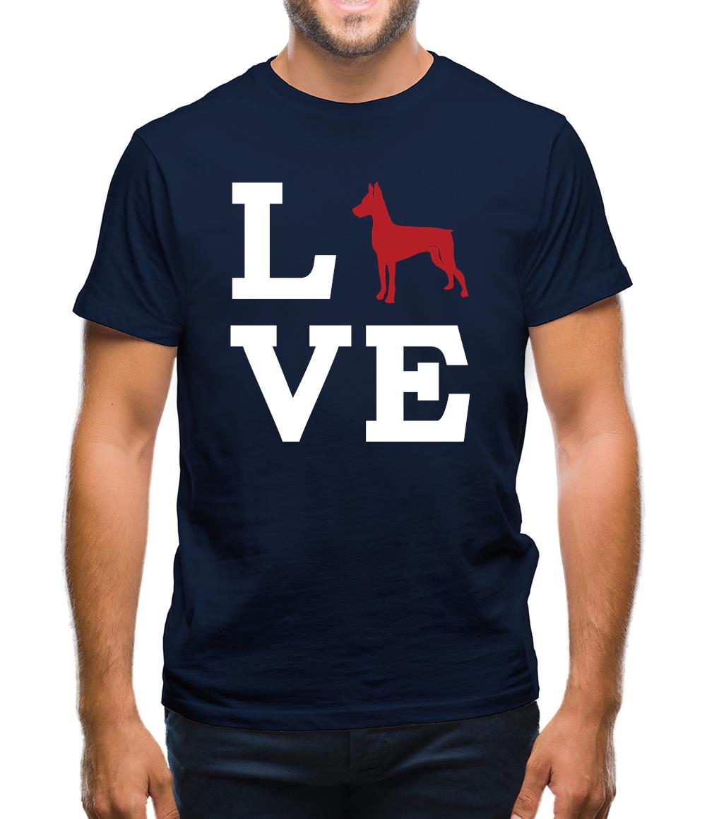 Love Min Pin Dog Silhouette Mens T-Shirt Love Min Pin Dog Silhouette Mens T-Shirt