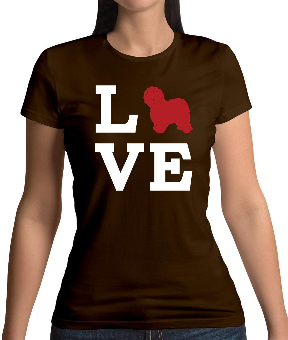 Love Old English Sheepdog Dog Silhouette Womens T-Shirt Love Old English Sheepdog Dog Silhouette Womens T-Shirt