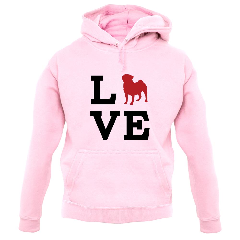 Love Pug Dog Silhouette unisex hoodie Love Pug Dog Silhouette unisex hoodie