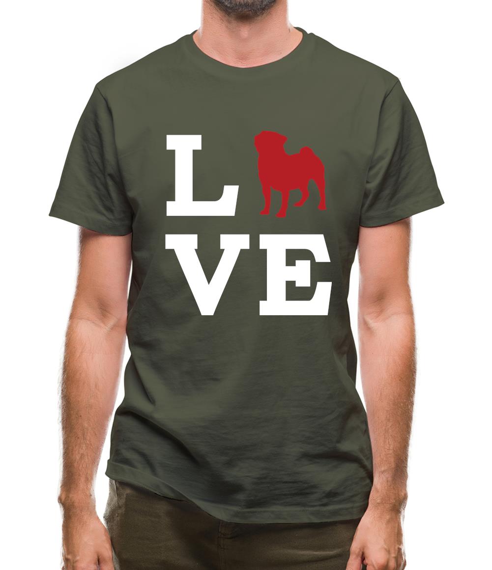 Love Pug Dog Silhouette Mens T-Shirt Love Pug Dog Silhouette Mens T-Shirt
