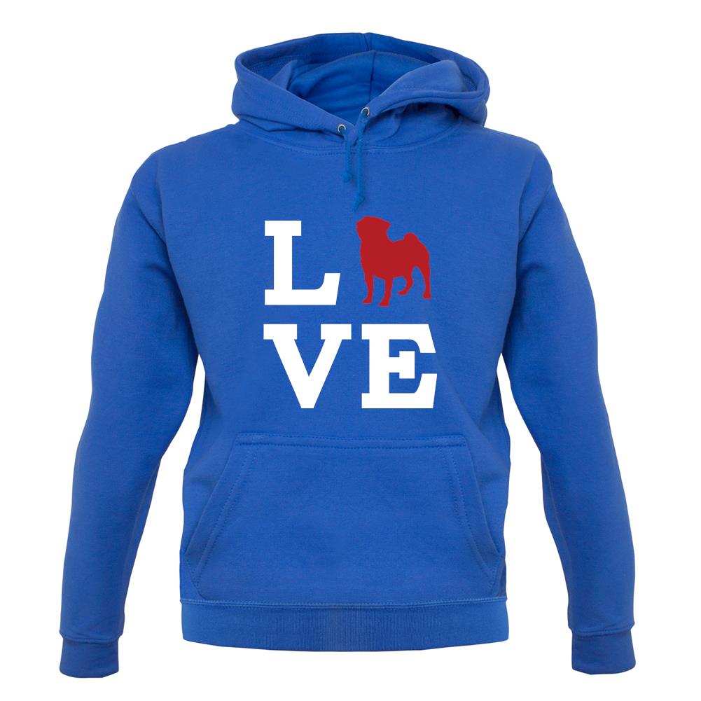 Love Pug Dog Silhouette unisex hoodie Love Pug Dog Silhouette unisex hoodie