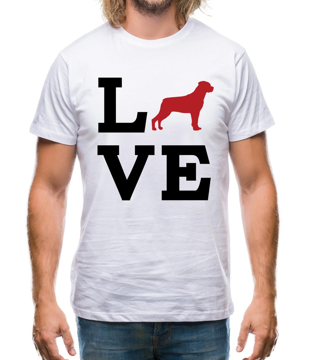 Love Rottweiler Dog Silhouette Mens T-Shirt Love Rottweiler Dog Silhouette Mens T-Shirt