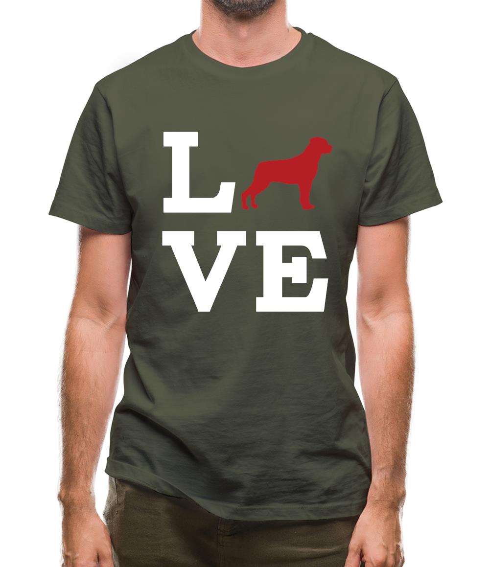 Love Rottweiler Dog Silhouette Mens T-Shirt Love Rottweiler Dog Silhouette Mens T-Shirt