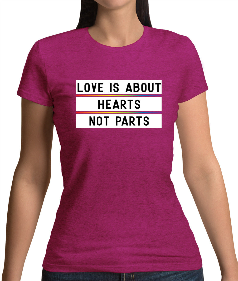 Love Is About Hearts, Not Parts Womens T-Shirt Love Is About Hearts, Not Parts Womens T-Shirt