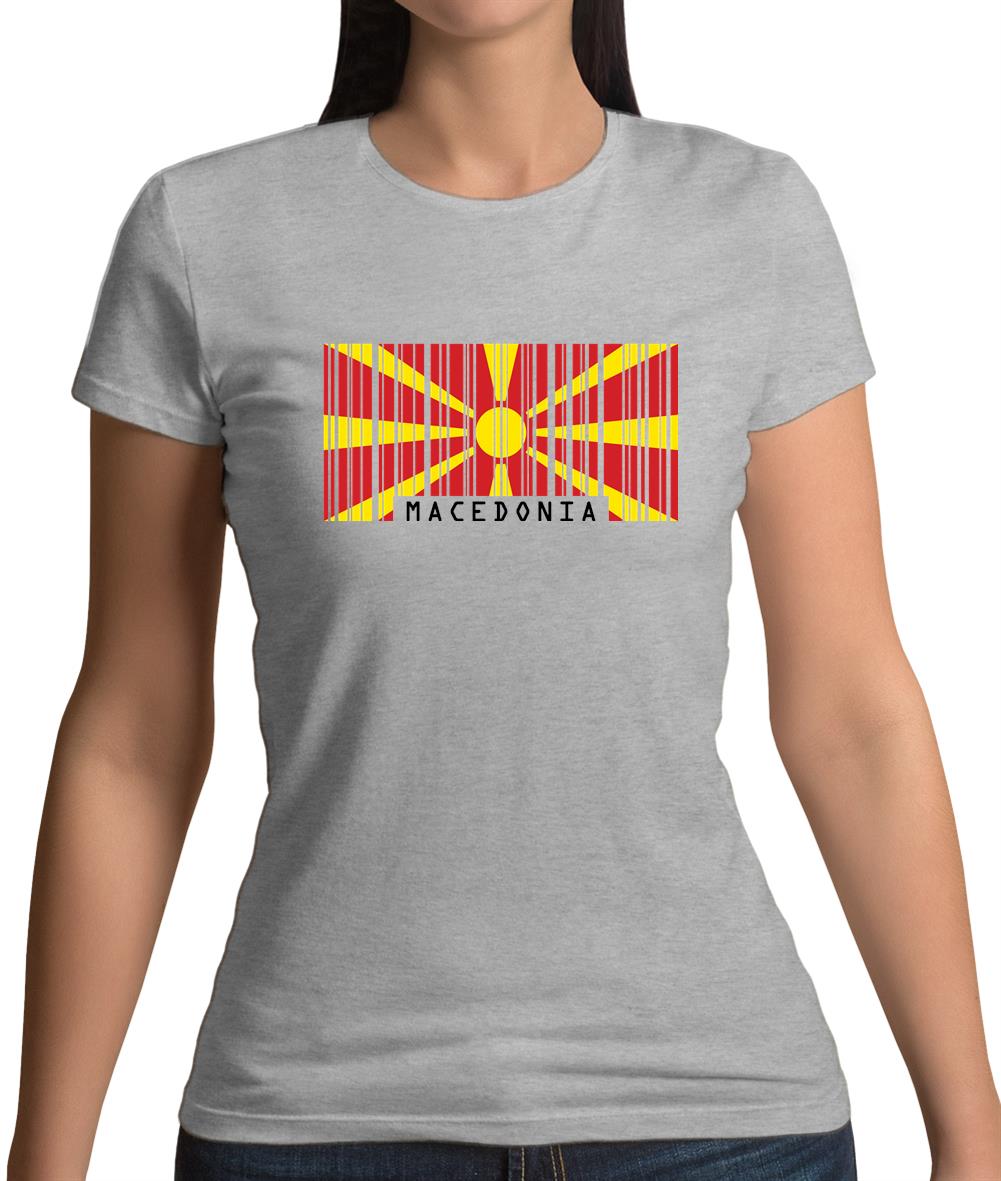 Macedonia Barcode Style Flag Womens T-Shirt Macedonia Barcode Style Flag Womens T-Shirt