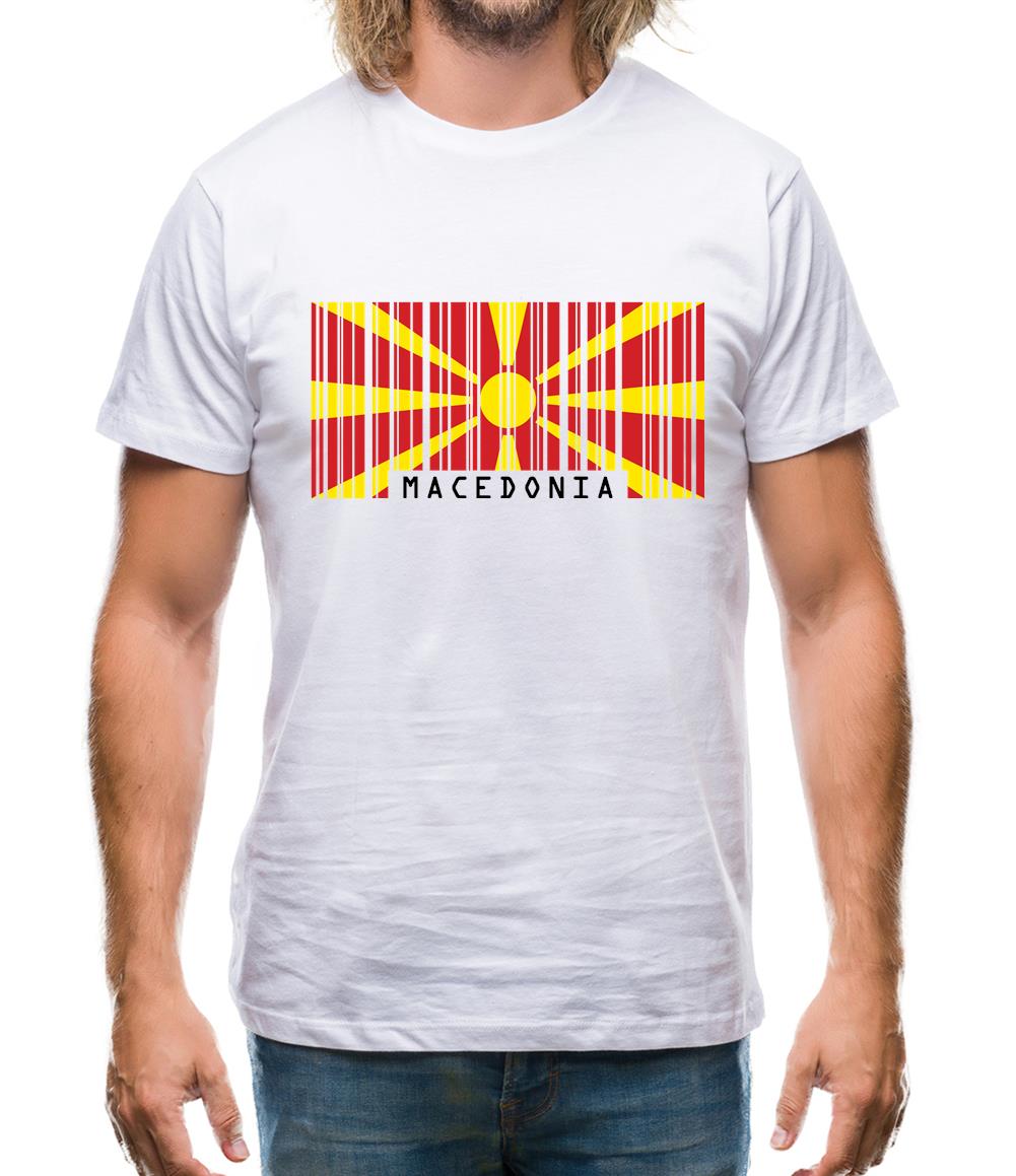 Macedonia Barcode Style Flag Mens T-Shirt Macedonia Barcode Style Flag Mens T-Shirt
