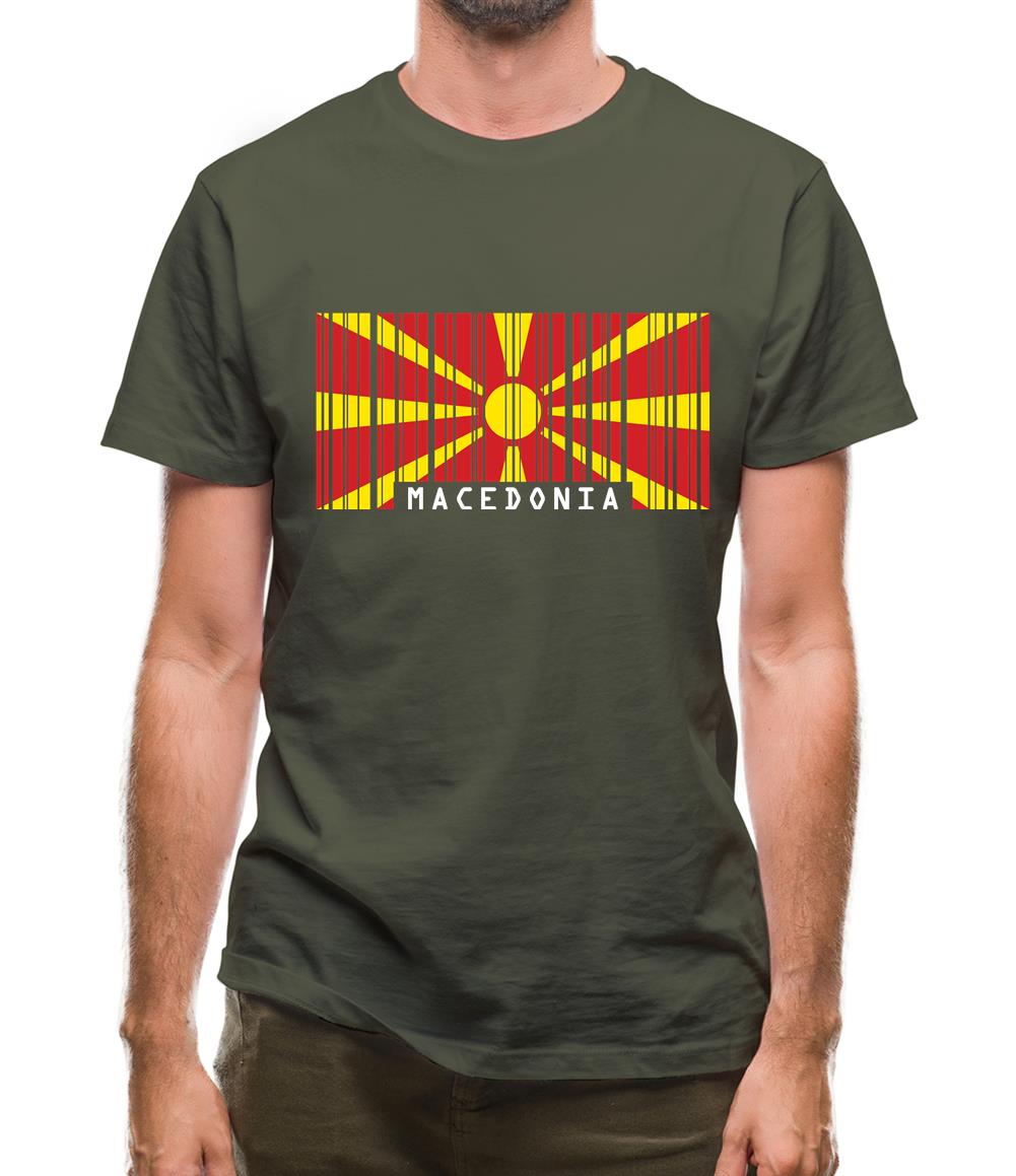 Macedonia Barcode Style Flag Mens T-Shirt Macedonia Barcode Style Flag Mens T-Shirt