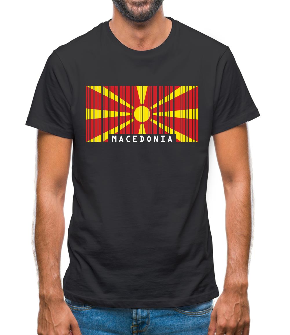 Macedonia Barcode Style Flag Mens T-Shirt Macedonia Barcode Style Flag Mens T-Shirt