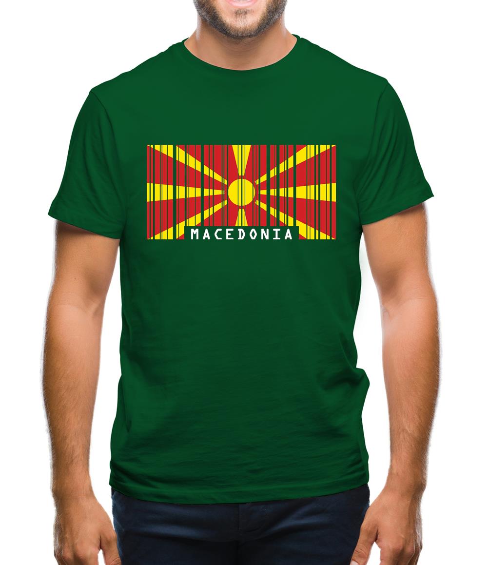 Macedonia Barcode Style Flag Mens T-Shirt Macedonia Barcode Style Flag Mens T-Shirt