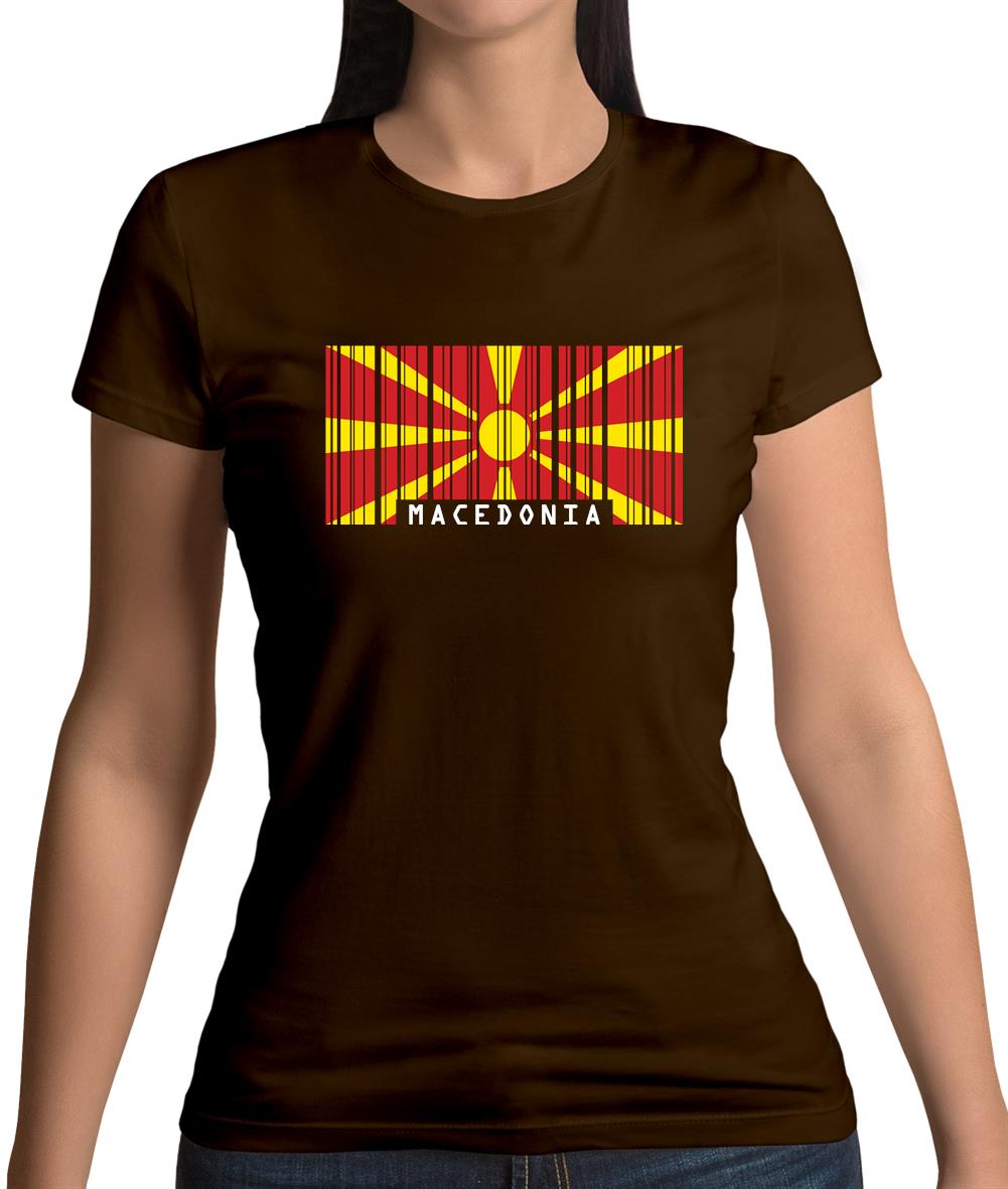 Macedonia Barcode Style Flag Womens T-Shirt Macedonia Barcode Style Flag Womens T-Shirt