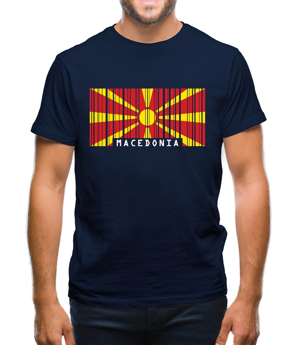 Macedonia Barcode Style Flag Mens T-Shirt Macedonia Barcode Style Flag Mens T-Shirt