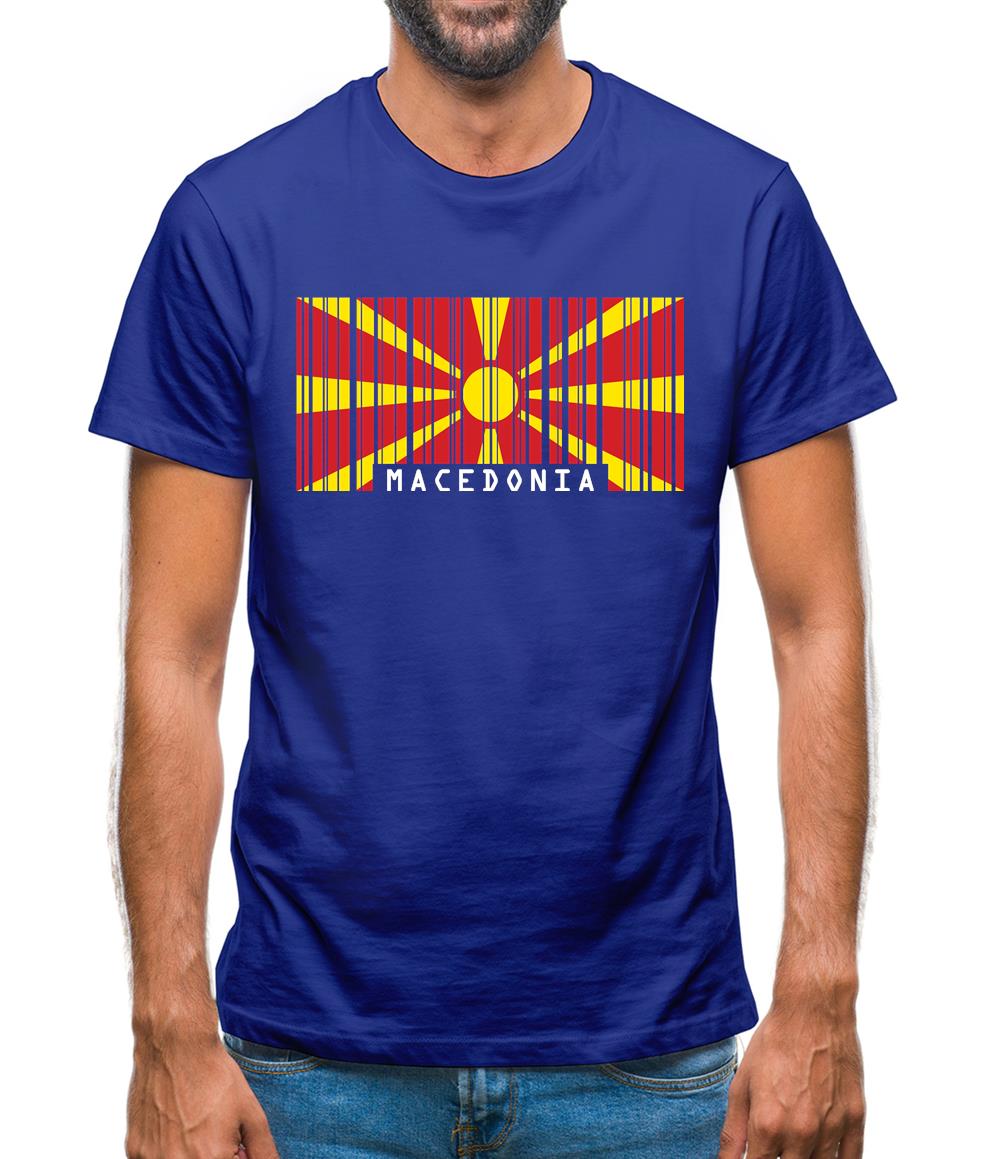 Macedonia Barcode Style Flag Mens T-Shirt Macedonia Barcode Style Flag Mens T-Shirt