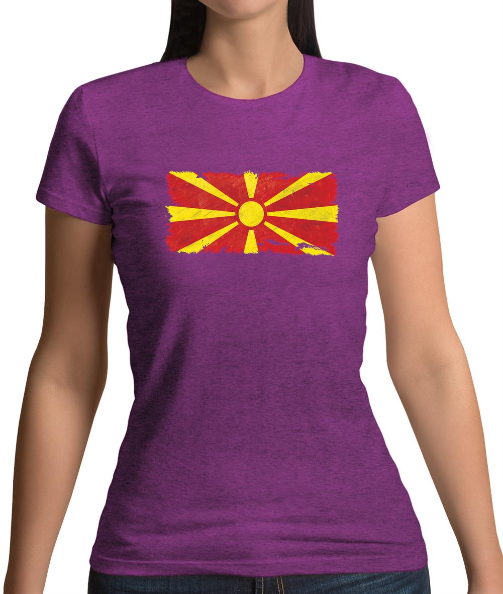 Macedonia Grunge Style Flag Womens T-Shirt Macedonia Grunge Style Flag Womens T-Shirt