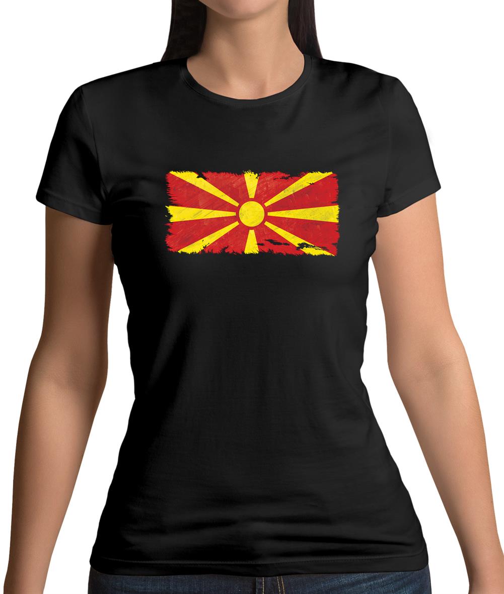 Macedonia Grunge Style Flag Womens T-Shirt Macedonia Grunge Style Flag Womens T-Shirt