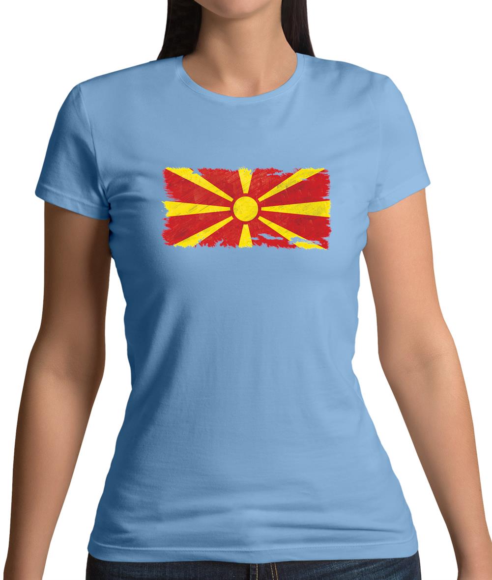 Macedonia Grunge Style Flag Womens T-Shirt Macedonia Grunge Style Flag Womens T-Shirt