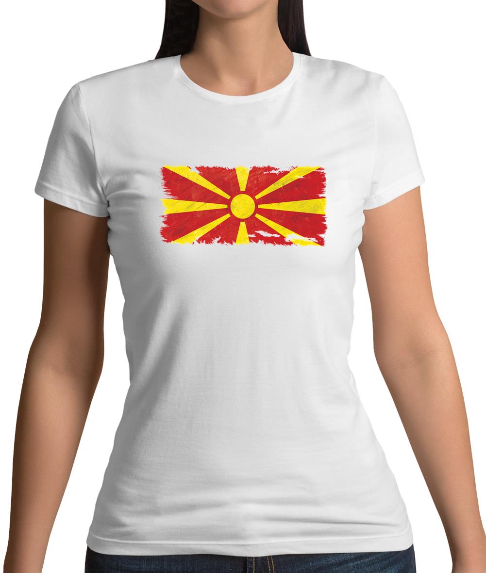 Macedonia Grunge Style Flag Womens T-Shirt Macedonia Grunge Style Flag Womens T-Shirt