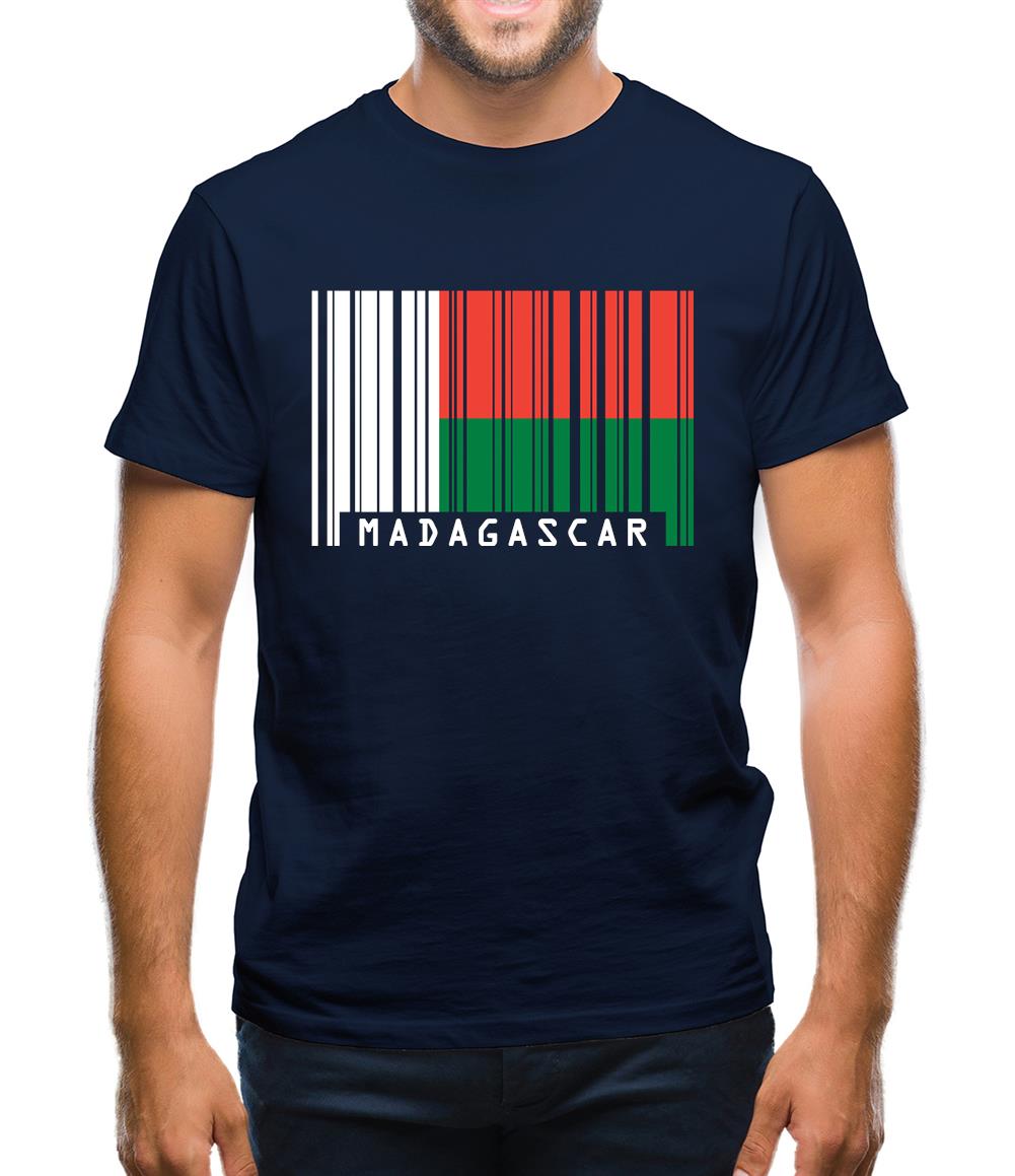 Madagascar Barcode Style Flag Mens T-Shirt Madagascar Barcode Style Flag Mens T-Shirt
