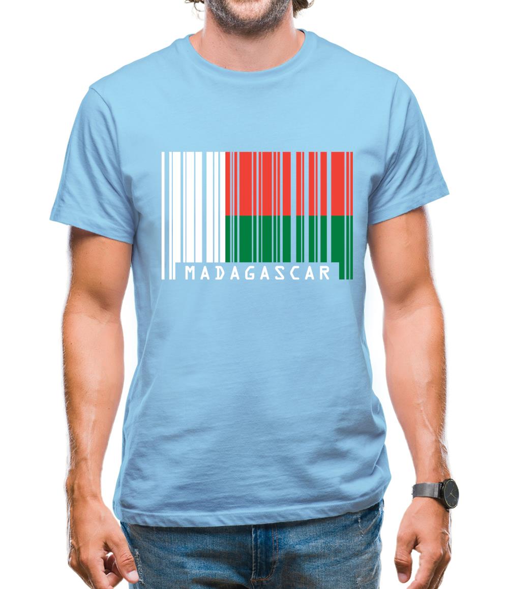 Madagascar Barcode Style Flag Mens T-Shirt Madagascar Barcode Style Flag Mens T-Shirt