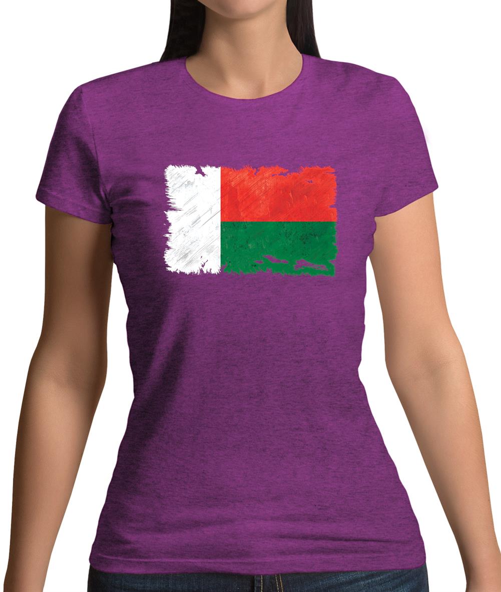 Madagascar Grunge Style Flag Womens T-Shirt Madagascar Grunge Style Flag Womens T-Shirt