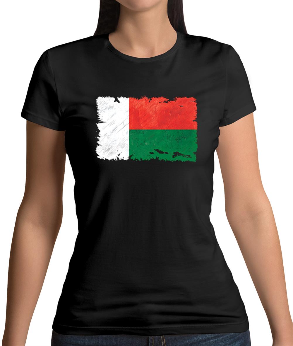 Madagascar Grunge Style Flag Womens T-Shirt Madagascar Grunge Style Flag Womens T-Shirt