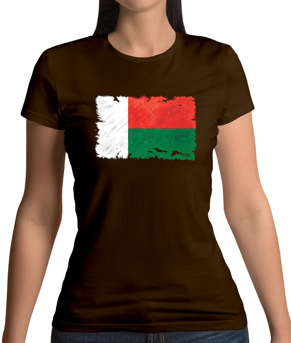 Madagascar Grunge Style Flag Womens T-Shirt Madagascar Grunge Style Flag Womens T-Shirt