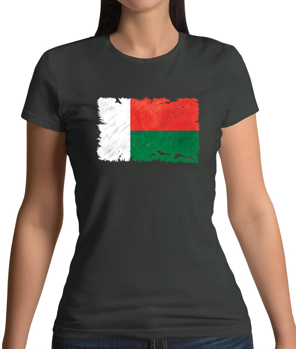 Madagascar Grunge Style Flag Womens T-Shirt Madagascar Grunge Style Flag Womens T-Shirt
